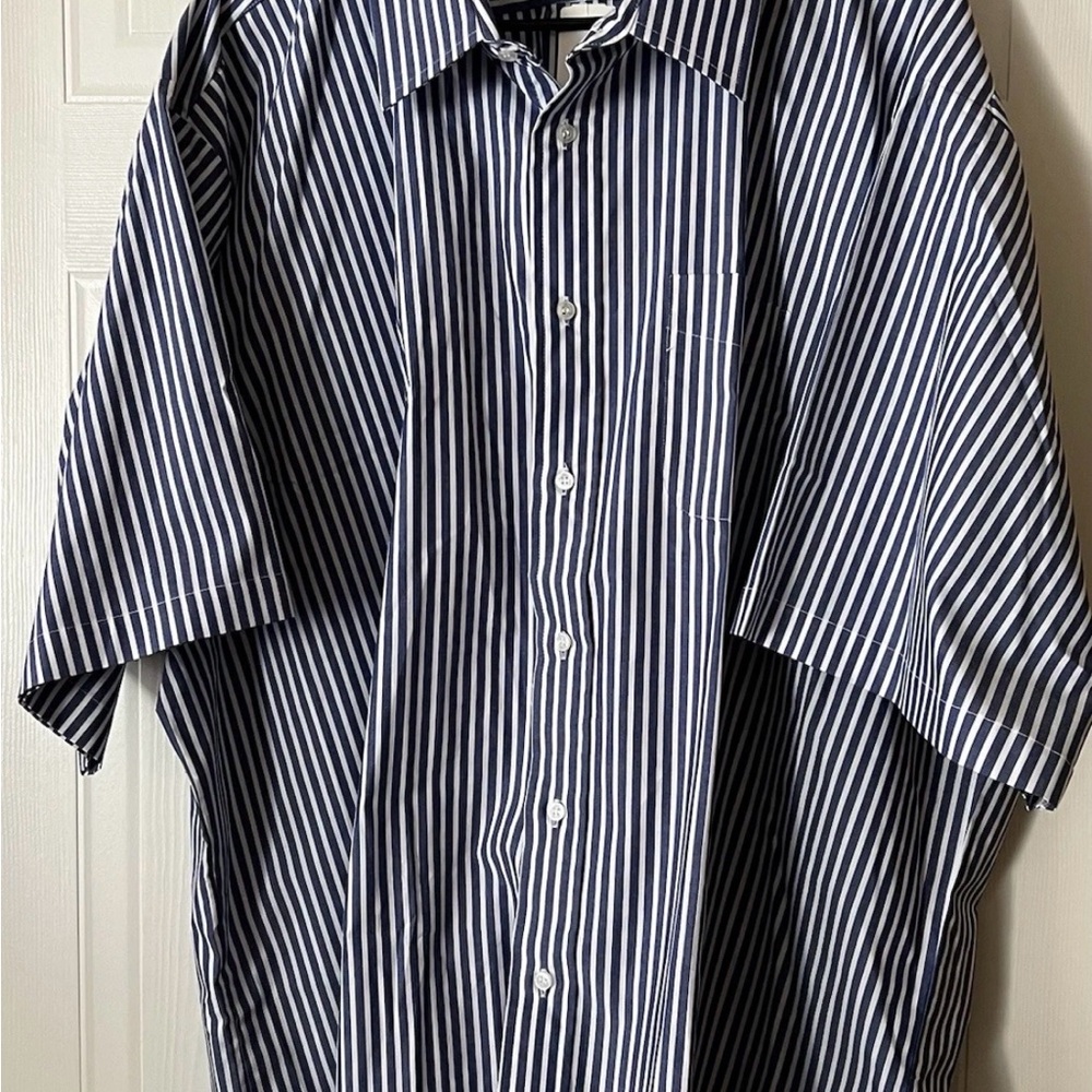 Classic Navy Striped Men's Button Down Shirt